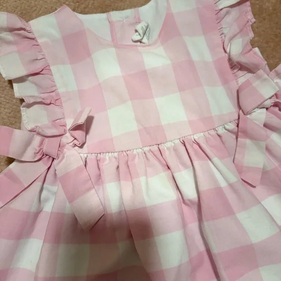 Pink and White Checkered Baby Dress - Picture 2 of 3